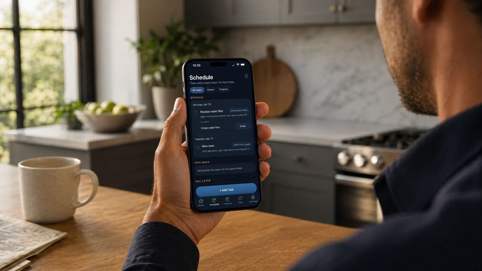 Checking the Heart Of The House schedule while walking through the home