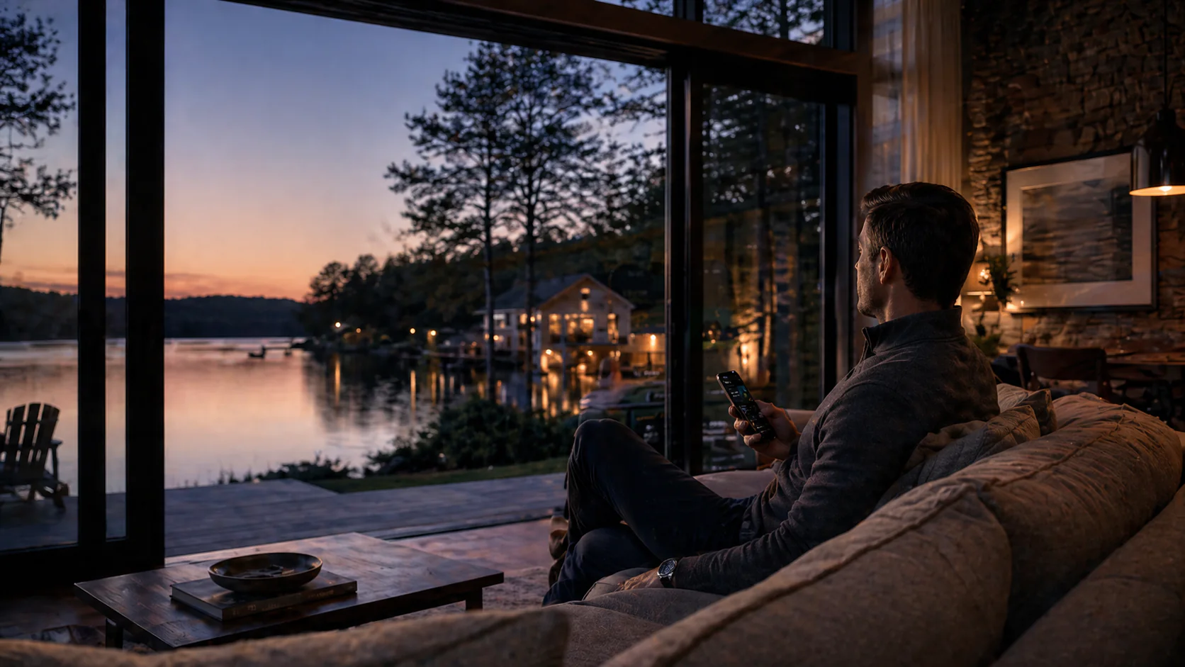 Managing another home in Heart Of The House from a lakeside living room