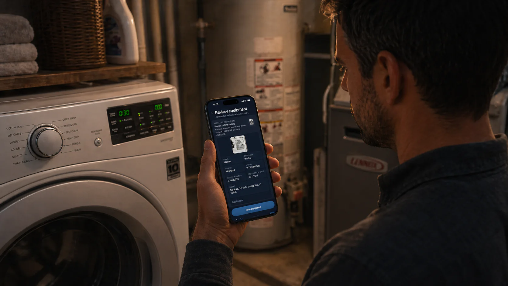 Scanning an equipment label with Heart Of The House