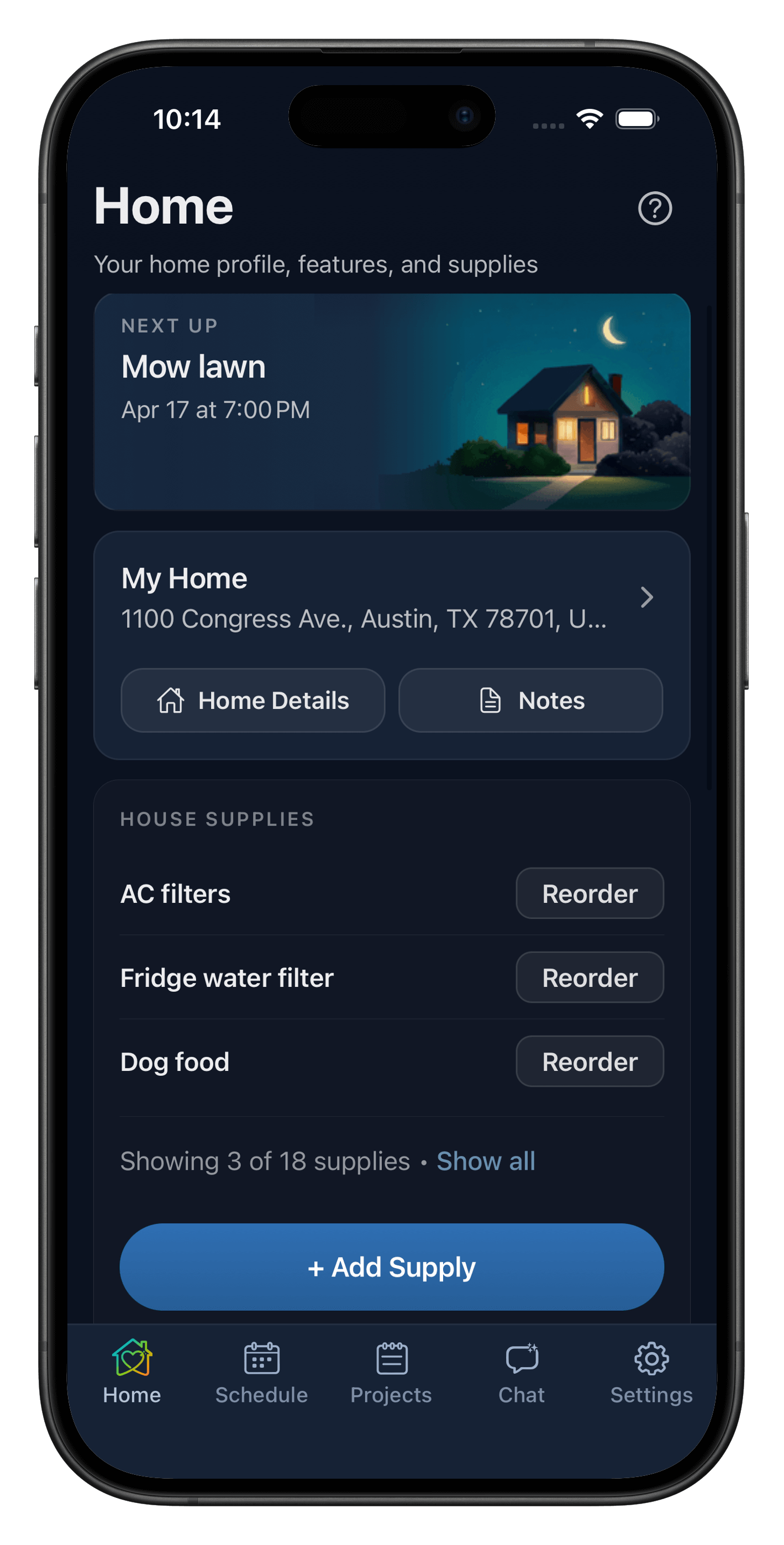 Heart Of The House home dashboard screenshot